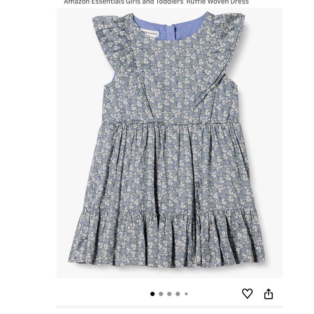 Amazon Essentials Girls Blue Posey Floral Ruffle Woven Dress Kid Size XL 10 Year